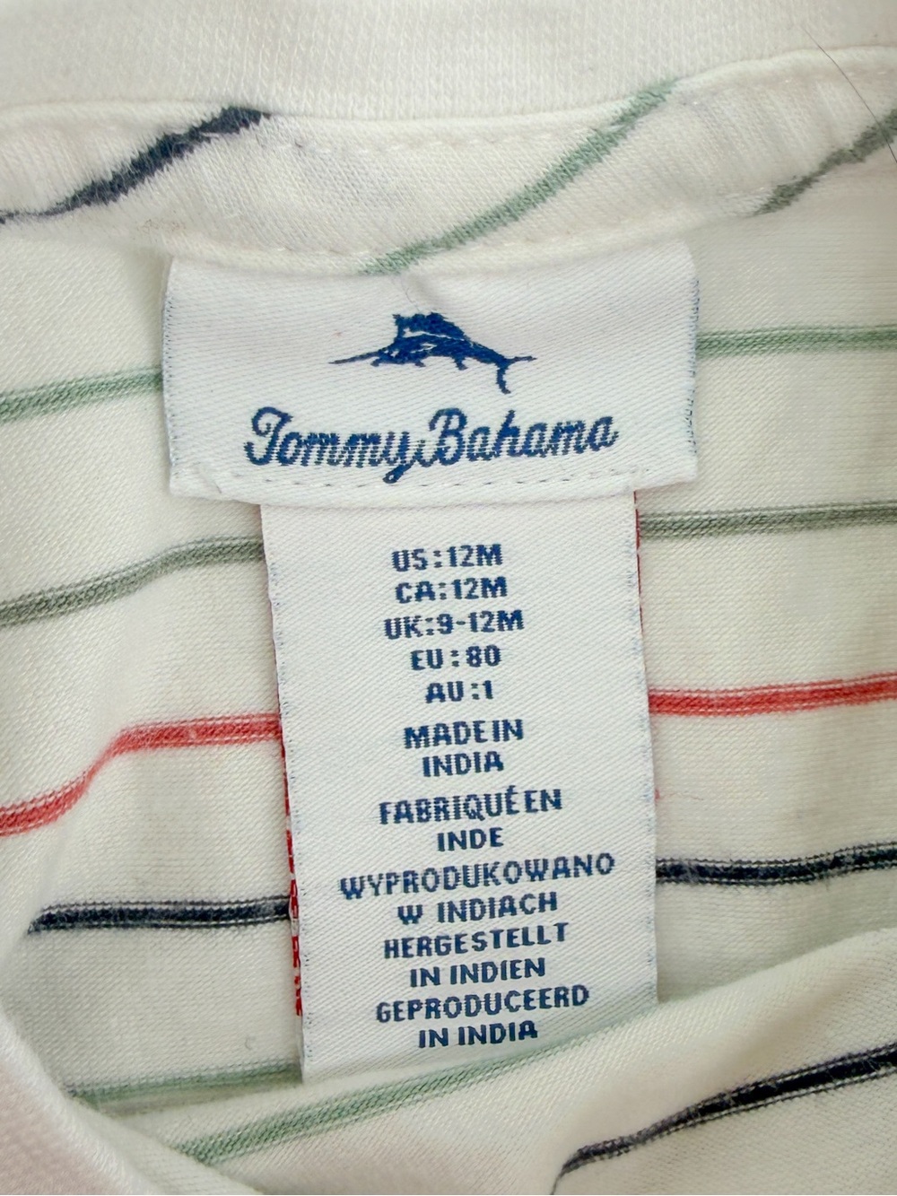 Tommy Bahama Striped V-Neck Pocket Tee 12M - Picture 3 of 3